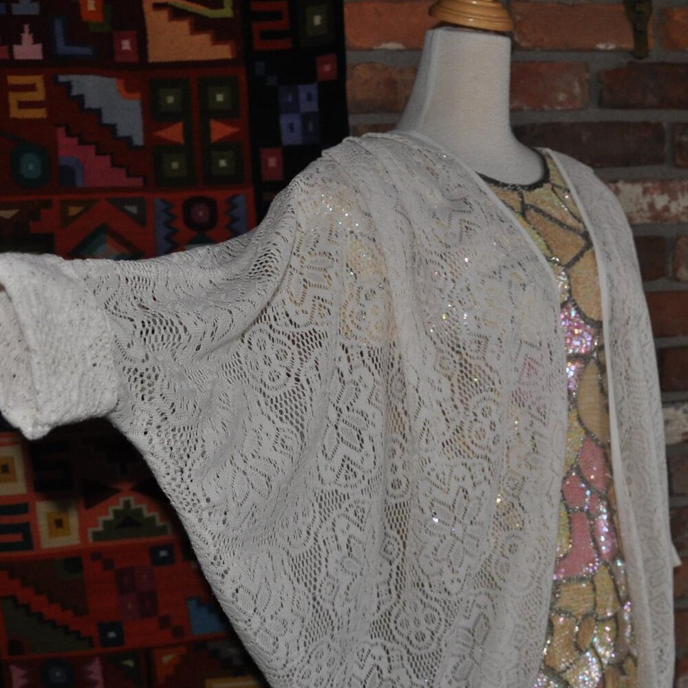 Cream Lace cocoon Open CARDIGAN SWEATER